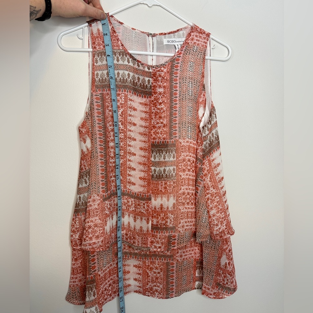 Bcbgeneration Orange Patterned Sleeveless Blouse … - image 6